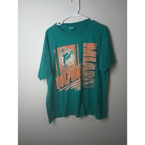 Vtg 90s Miami Dolphins Graphic T-shirt Men's‎ XL *flawed*